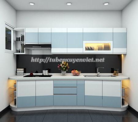 Tủ bếp đẹp chữ i hiện đại nhà chị Bích - Hải Phòng