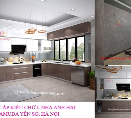 Tủ bếp đẹp chữ L nhà anh Hải - Gamuda Hà Nội