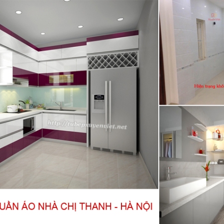Tủ bếp đẹp chữ L cao sát trần nhà chị Thanh - Thường Tín, Hà Nội